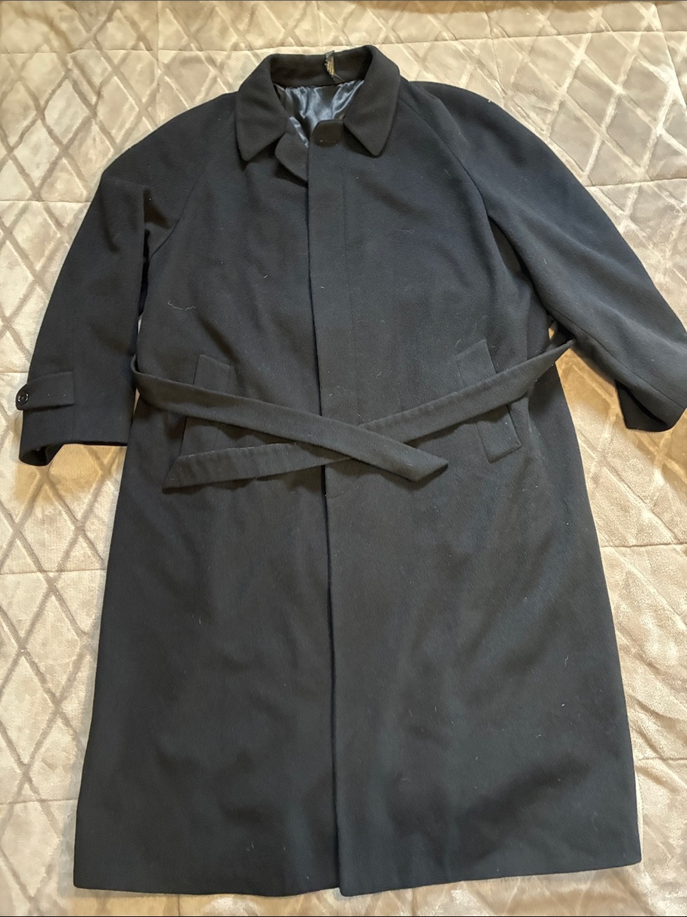 Christian St. John Limited VTG Men's 100% Cashmere Black Belted Trench Coat 44R